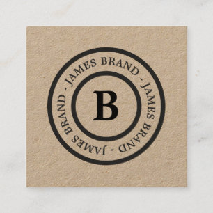 Naturlig, Papper, , monogram Kraft Fyrkantigt Visitkort