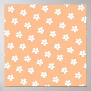 Naturlig parfympersika vit Hippie Flower Mönster Poster