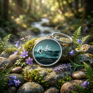 Naturlig Reiki-mästare och yogameditationsinstrukt Rund Silverfärgad Nyckelring