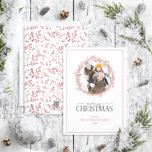 Naturlig röd berry Wandan God jul Photo Hol Julkort