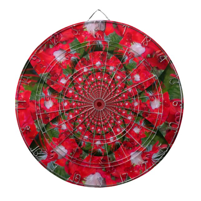 Naturlig rödblommvit leather kaleidoskop art piltavla (Framsidan)
