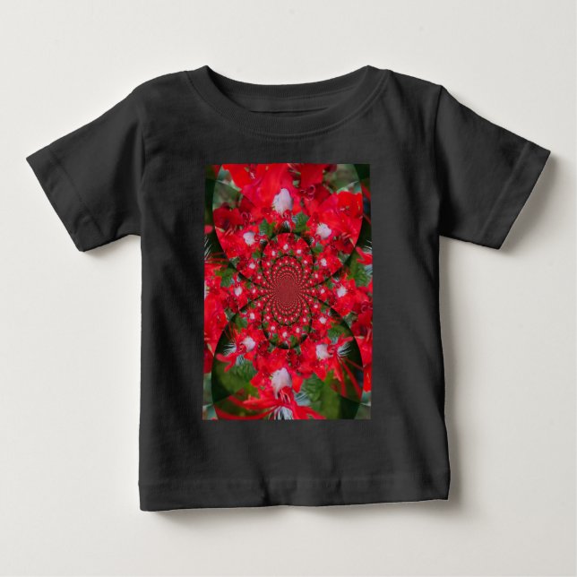 Naturlig rödblommvit leather kaleidoskop art tröja (Framsida)