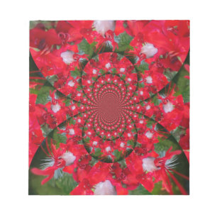 Naturlig rödblommvit ludd Kaleidoscope Art Anteckningsblock