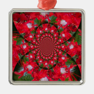 Naturlig rödblommvit ludd Kaleidoscope Art Julgransprydnad Metall