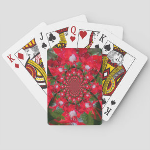 Naturlig rödblommvit ludd Kaleidoscope Art Spelkort