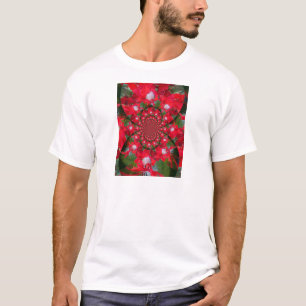 Naturlig rödblommvit ludd Kaleidoscope Art Tee