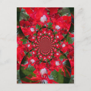 Naturlig rödblommvit ludd Kaleidoscope Art Vykort