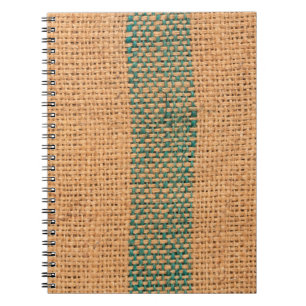 Naturlig sackduk brun färg, texturerad och med bot anteckningsbok