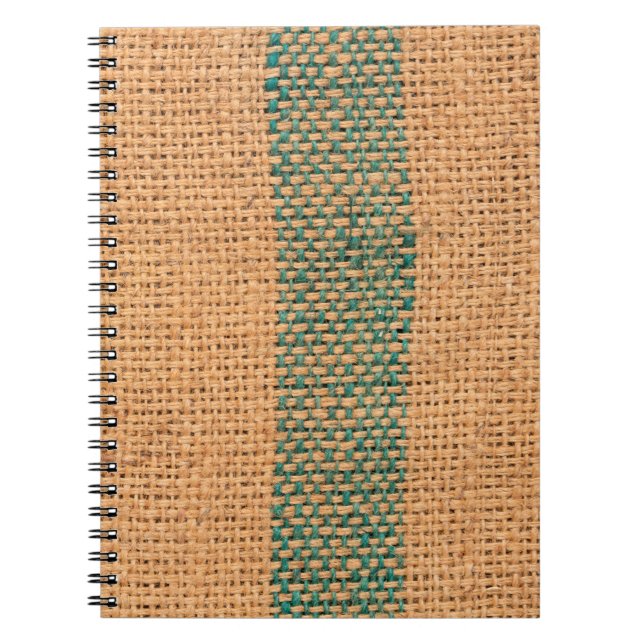 Naturlig sackduk brun färg, texturerad och med bot anteckningsbok (Framsidan)