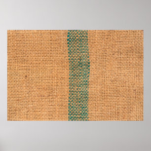 Naturlig sackduk brun färg, texturerad och med bot poster