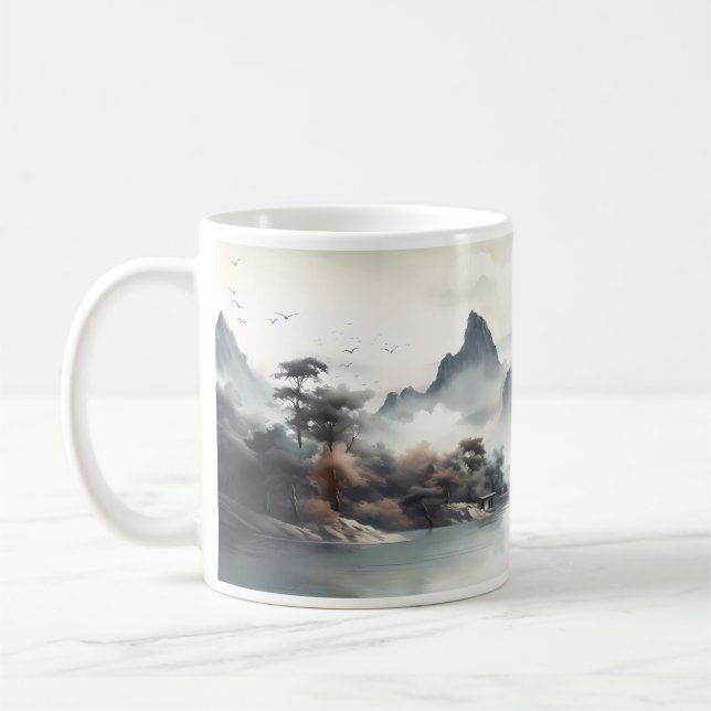 Naturlig skönhet med ett berg kaffemugg (Vänster)