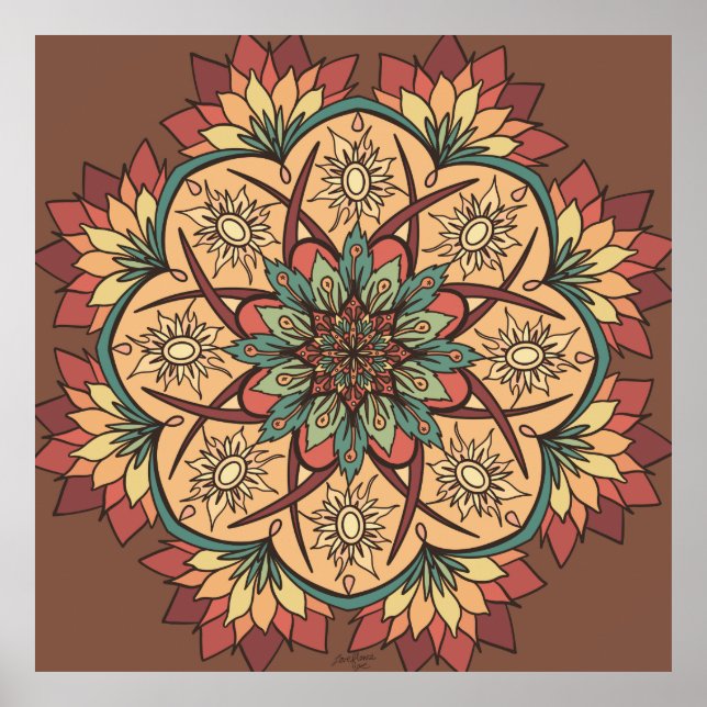 Naturlig Sol-jordrytm Mandala Poster (Framsidan)