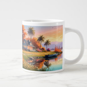 Naturlig solnedgång med Sjö, ytbeläggning Jumbo Mugg