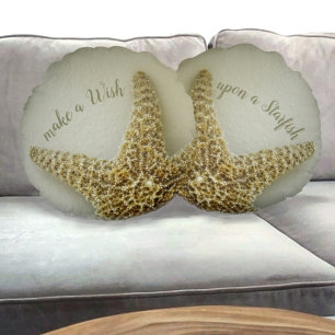 Naturlig Starfish Coastal Sandy Beige Taupe Rund Kudde