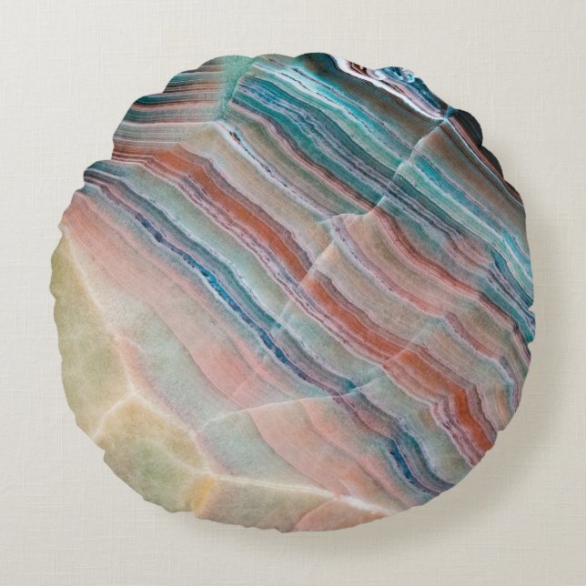 Naturlig stonestos bakgrund i marmor struktur rund kudde (Framsidan)