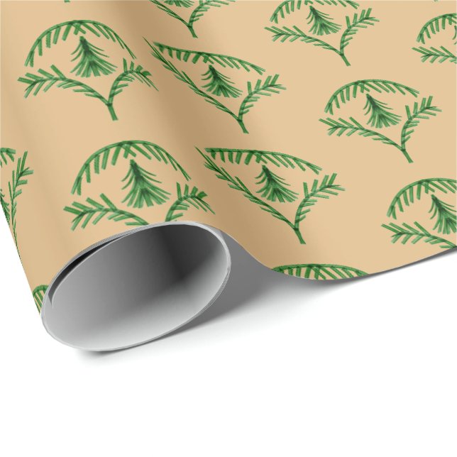 Naturlig tallbarrs träd presentpapper (Rullad Hörn)