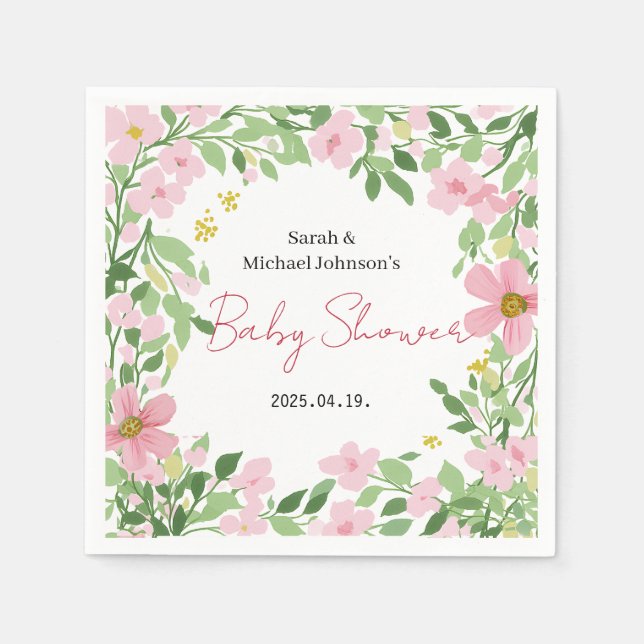 Naturlig Trädgårds Baby Shower Pappersservett (Framsidan)