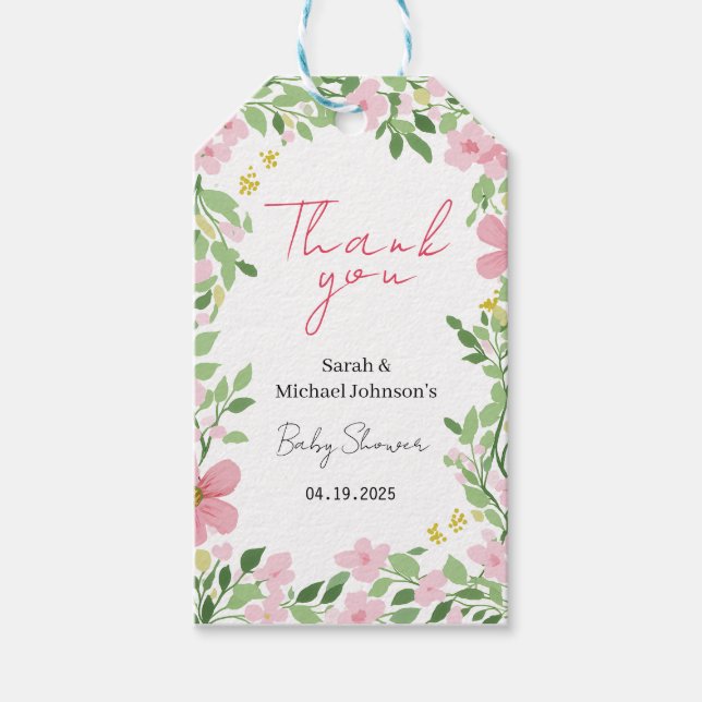 Naturlig Trädgårds Baby Shower Presentetikett (Framsidan)