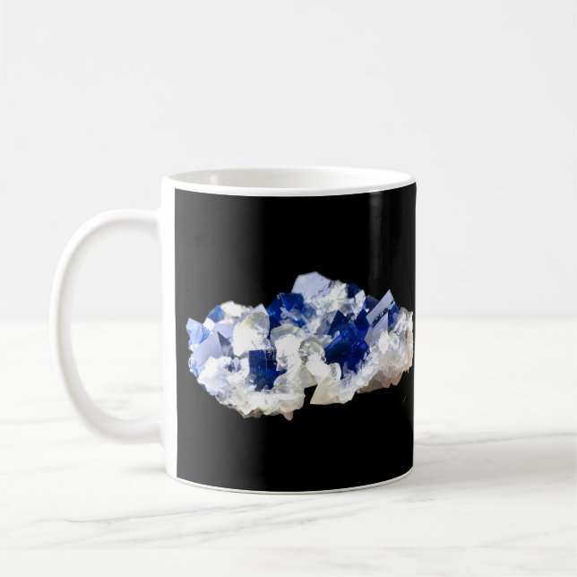 Naturlig Transparent Djupblå Fluorit Kristall Kons Kaffemugg (Vänster)