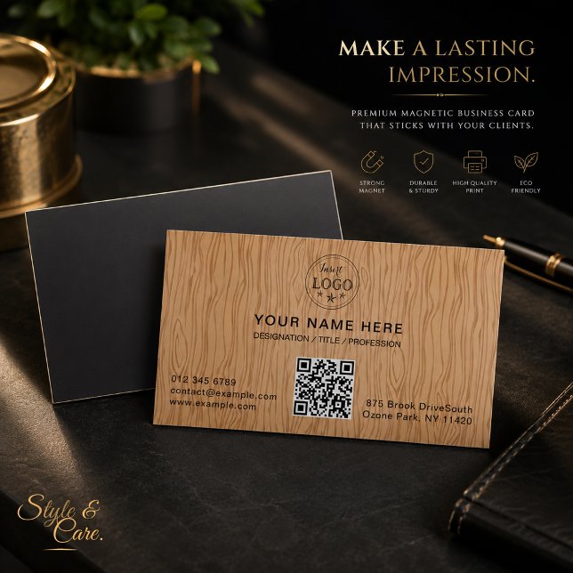 Naturlig trästruktur magnetisk visitkort (Natural Wood Texture Magnetic Business Card)
