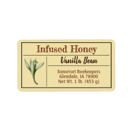 Naturlig vanilj Infused Honung Product Adressetikett
