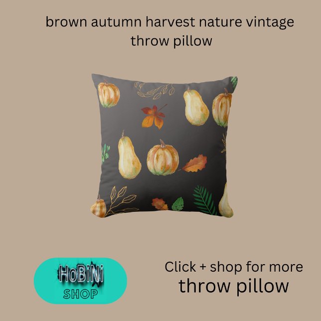 Naturlig vintage för brunhöstskörd kudde (brown autumn harvest nature vintage throw pillow)