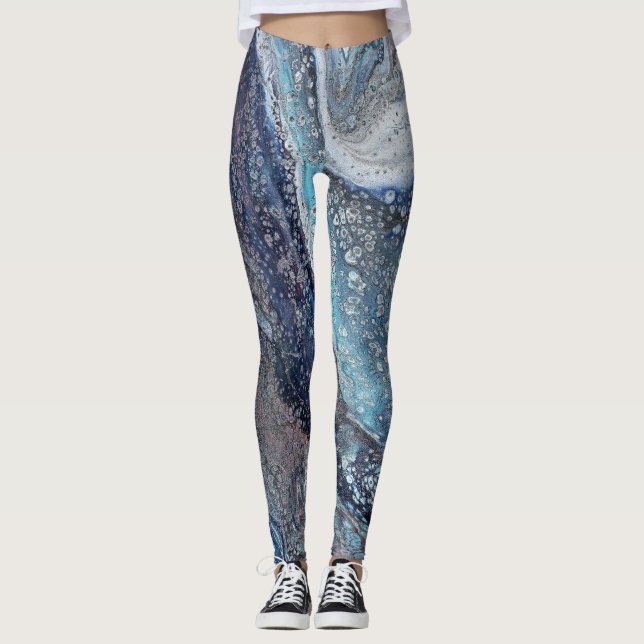 Naturliga Attraktion 1 Blå Abstrakt, baljväxter Leggings (Framsida)