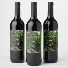 Naturliga druvor av Vin Vinflaska Etikett