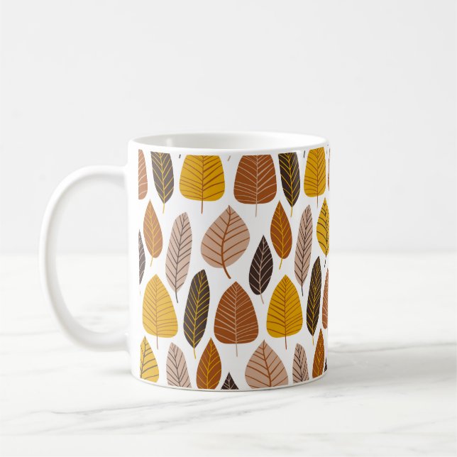 Naturliga Löv: Neutralt Sömlöst Mönster. Kaffemugg (Vänster)