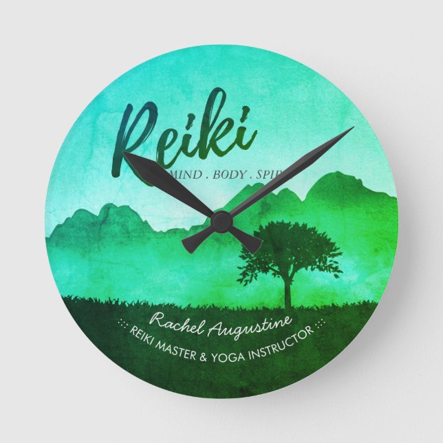 Naturliga Reiki Master Yoga Mediation-instruktör Rund Klocka (Framsida)