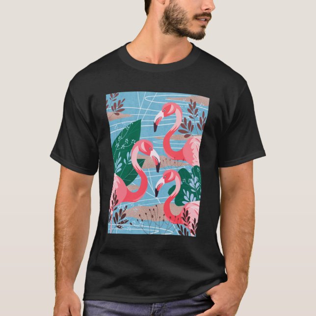 Naturliga, underbara flamingfåglar t shirt (Framsida)