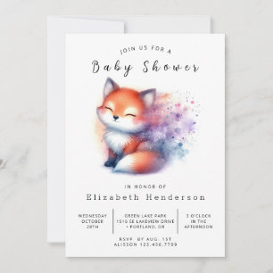 Naturliga Vibes Design Fox Baby Shower Inbjudningar
