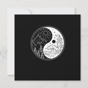 Naturliga Vinkara berg Måne Sol Yin Yang Symbol Gi Inbjudningar