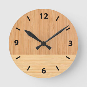 Naturligt Bamboo Gräns Wood Grain-utseende Rund Klocka
