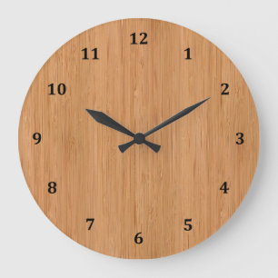 Naturligt Bamboo Wood Grain-utseende Stor Klocka