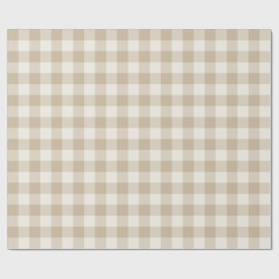 Naturligt Beige Klassisk Gingham Rutigt Presentpapper