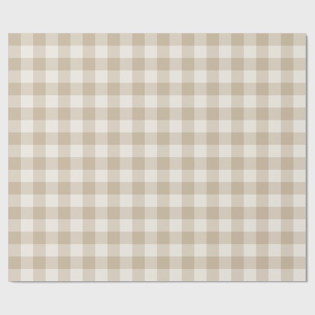 Naturligt Beige Klassisk Gingham Rutigt Presentpapper (Platt)