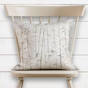 Naturligt Birch Träd Neutralt Beige Kudde