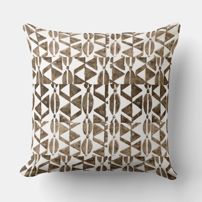 Naturligt block Print Tribal Mönster Kudde (Framsida)