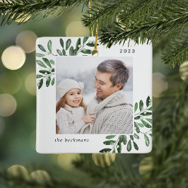 Naturligt Glatt | Botanisk Personlig Foto Julgransprydnad Keramik
