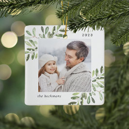 Naturligt Glatt | Botanisk Personlig Foto Julgransprydnad Keramik