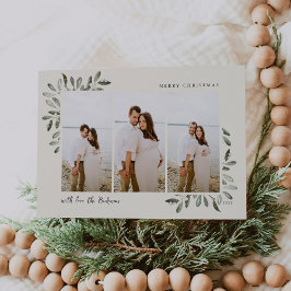 Naturligt Glatt | Elegant Vattenfärg 3 Foto Julkort