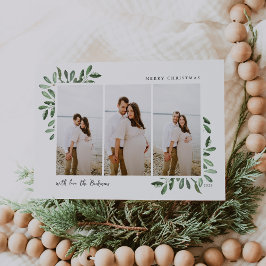 Naturligt Glatt | Elegant Vattenfärg 3 Foto Julkort