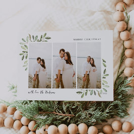 Naturligt Glatt | Elegant Vattenfärg 3 Foto Julkort