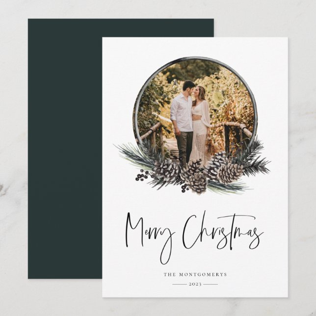 Naturligt Gräs-andningsportet för fotopatecken för Julkort (Fram/baksida)