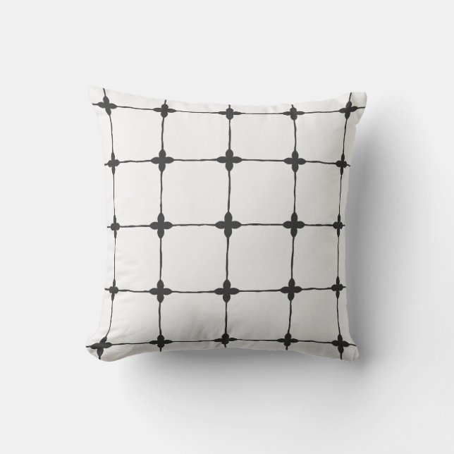 Naturligt Grid Off-White Kudde (Framsida)