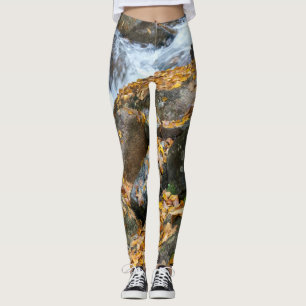 Naturligt guldvatten i löv sten leggings