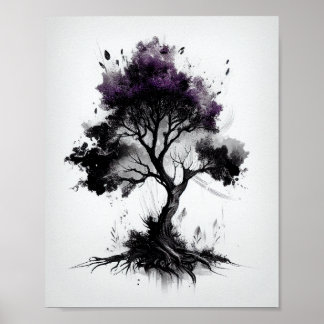 Naturligt inspirerat Träd-skiss för hemmet Poster