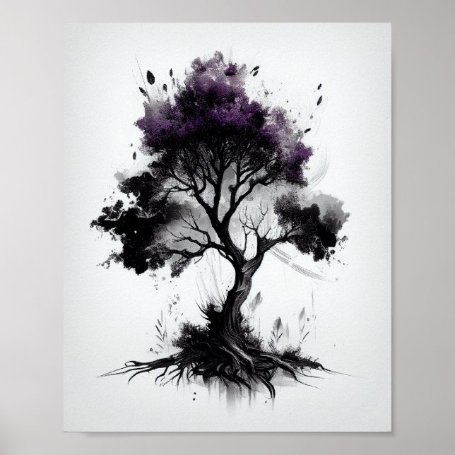 Naturligt inspirerat Träd-skiss för hemmet Poster (Framsidan)