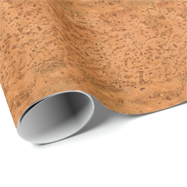 Naturligt korn för korkLookträ Presentpapper (Rullad Hörn)